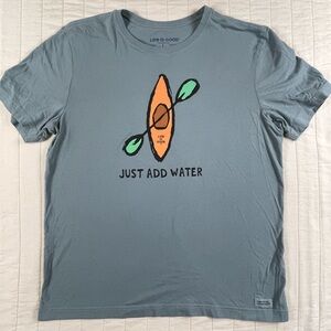 Life is Good Blue Just Add Water Kayak Graphic T-Shirt Large
